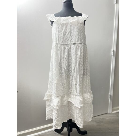 Spring And Mercer White Eyelet off the Shoulder Dress Large NWT - Picture 2 of 5
